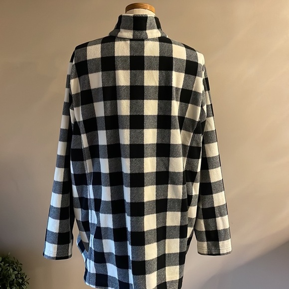 LANDS’ END women’s Plus buffalo check FLEECE zip up black white check size 2X - Picture 6 of 13